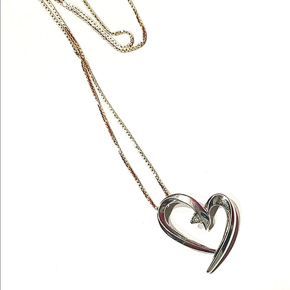 Solid 14k heart Pendant and Chain